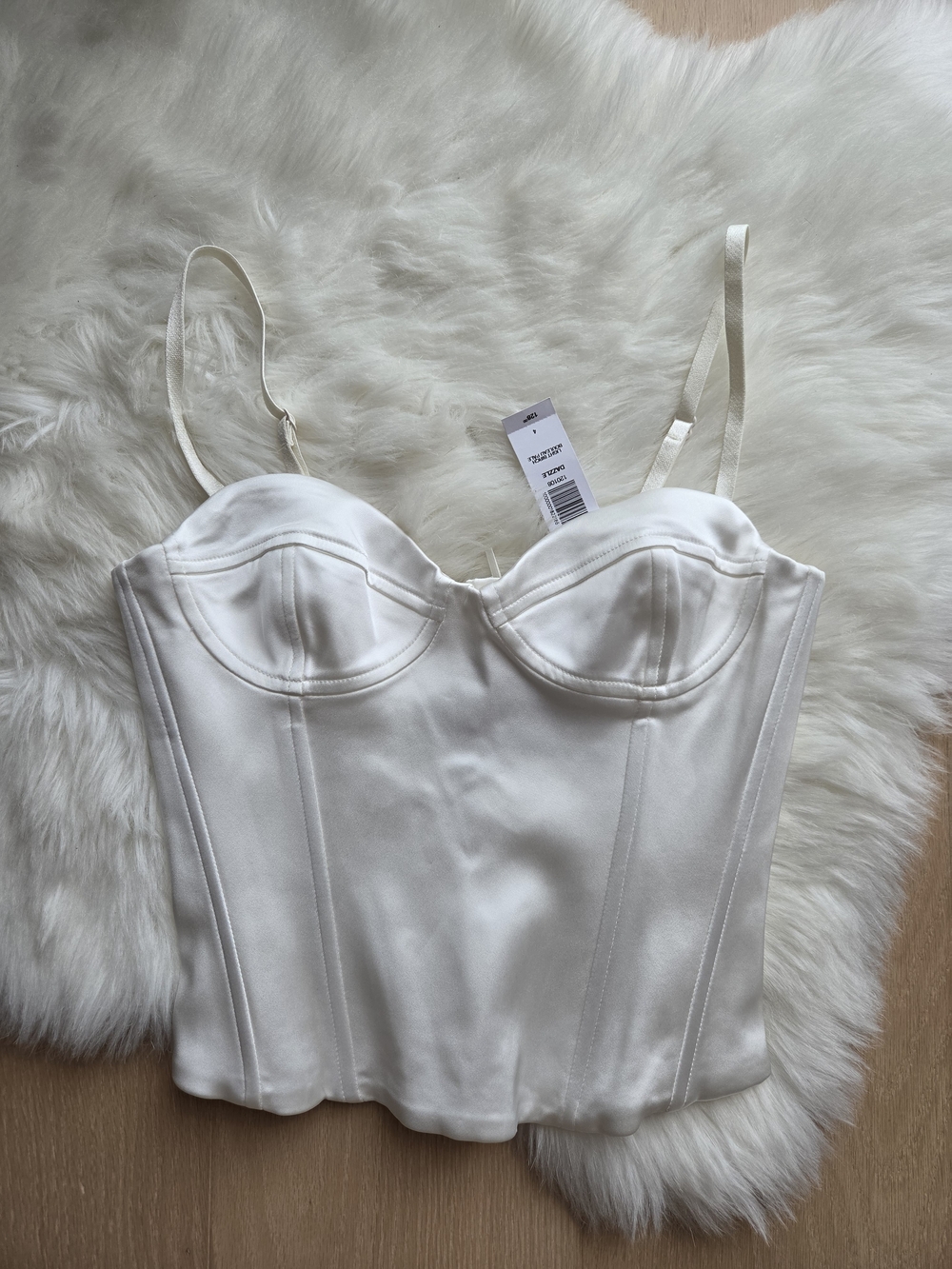 Aritzia Satin Corset Bustier Top in Ivory
